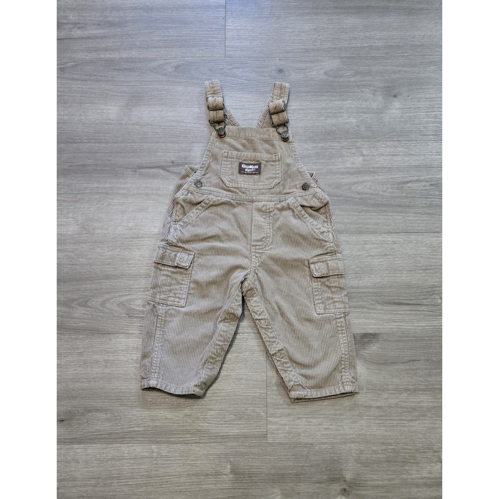 OshKosh B'gosh Vintage Brown Corduroy Vestbak Overalls Size 18M Cargo Bib